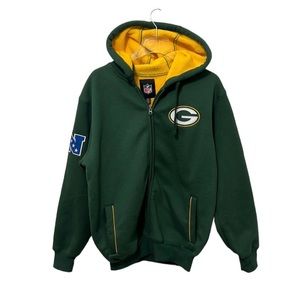 Green Bay Packers Full Zip Fleece Lined Coat with Hood NFL Size S